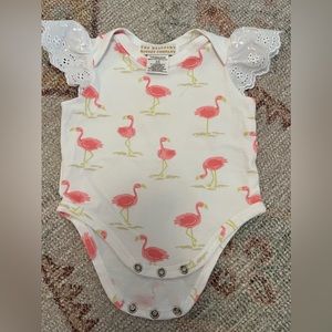 The Beaufort Bonnet Company Wendy onesie, flamingo print